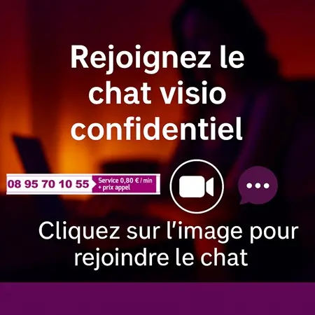 Image illustrant le chat visio Confession Intime, un service d’échange authentique et confidentiel, accessible depuis mobile ou ordinateur pour des conversations sincères, discrètes et bienveillantes.